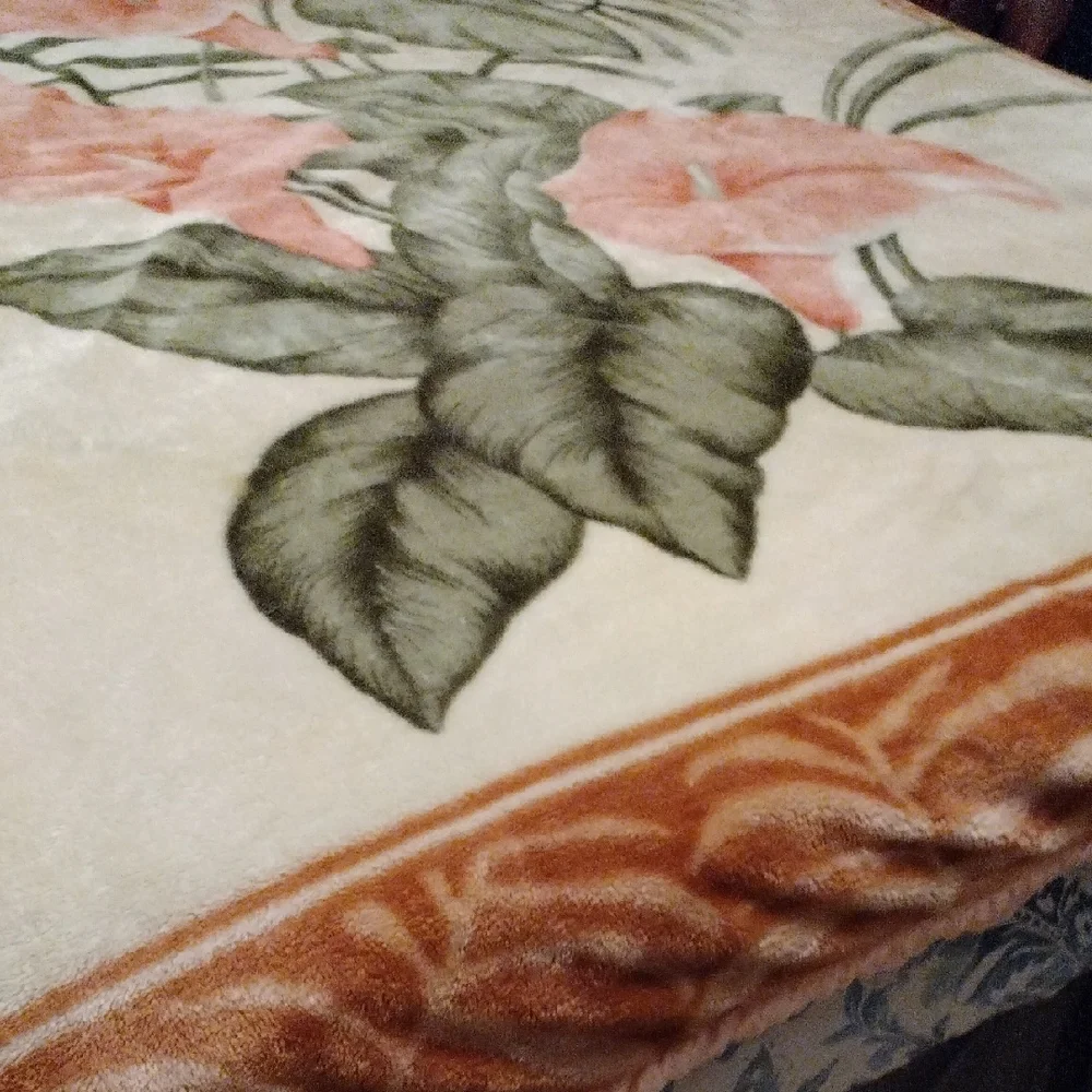 Floral Soft Velor Blanket Reversible